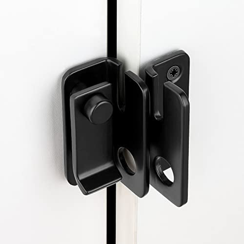 2 Set Black Flip Latches with Padlock Hole，2.36”x2.12”Slide Bolt Latch | Stainless Steel Sliding Barn Door Lock ,for bedroom,drawer,Wine Cabinet,cabinet,garage,window,pet enclosures - color: Black left open_2 Pack