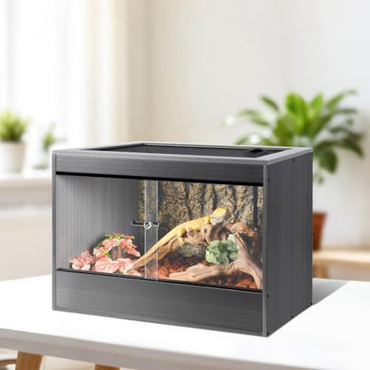 34 Gallon Reptile Enclosure, 24x18x18 Composite Wood & Plastic Reptile Terrarium, 24" Wide Lightweight Eco Reptile Habitat Lounge for Crested Leopard Gecko Lizard Snake Tortoise