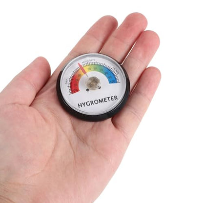 GANAZONO 2pcs Round Humidity Gauge for Reptile and Lizard Enclosure, Accurate Terrarium Control with Quick Response Reading, Waterproof Humidity Meter for Glass Tank and Habitat Monitoring