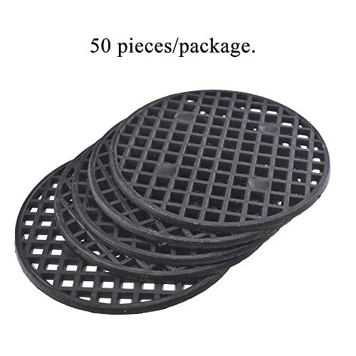 HAHIYO 50PCs 2.2Inch/5.5Cm Black Round PP Plastic Flower Pot Hole Mesh Pad Bottom Grid Mat Bonsai Drainage mesh Hole Screens Gasket Prevent Soil Loss Breathable Gasket Drainage Netting for Bonsai - size: Round-2.2In-50P