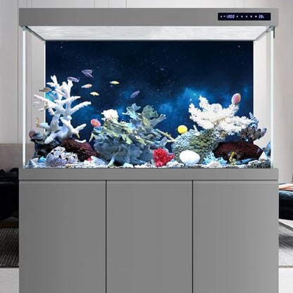 AWERT 72x16 inches Galaxy Aquarium Background Cloud Stars and Blue Cosmic Universe Fish Tank Background Mystery Space Terrarium Background - size: 72x16in/180x40cm