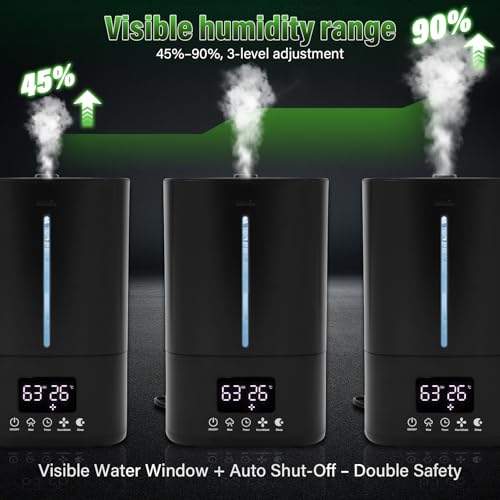 Automatic Reptile Fogger Humidifier with Smart Humidity Control, 5L Large Tank, 70" External Sensor Probe, Dual Hose Terrarium Humidifier for Ball Python, Chameleon, Gecko, Frog, Vivarium & Grow Tent