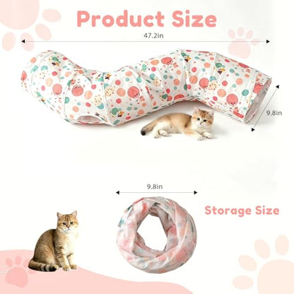 Cat Tunnel with Cat Toy Ball, Collapsible S Shape Cat Tunnel, Cat Tunnels for Indoor Cats, Foldable Cat Tunnel Cat Tube Toys for Bunny, Guinea Pig, Ferrets, Puppy - color: Tunnel
