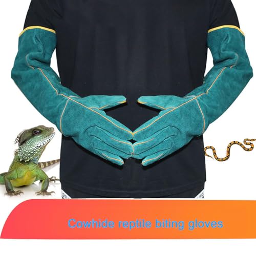 Generic Pet Supplies Popular Reptile Anti-Bite Gloves 60cm Pet Protective Gloves Monitor Lizard Anti-Bite Gloves, Dark Green as Pic.