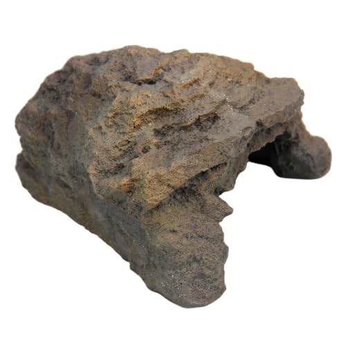 Reptile Hide, Resin Toad House Realistic Rock Cave Safe Humid Shelter for Frogs & Small Reptiles Indoor/Outdoor Garden Use, Reptile Cave