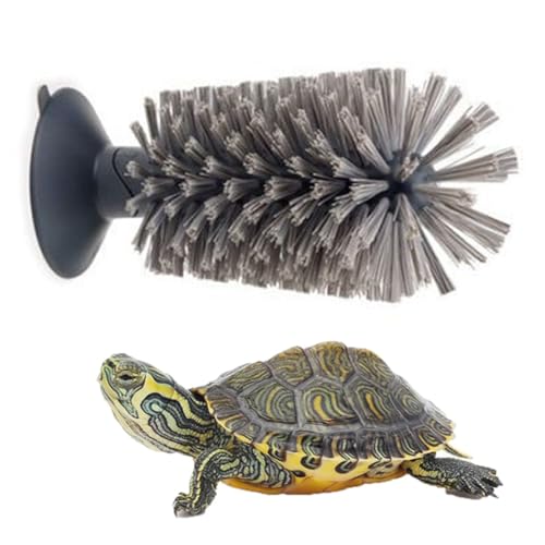 Turtle Brush with Suction Cup for Tank Scratches Back Brush Shell Cleaning Brush Scrub Red Eared Slider Turtle Exfoliate Brush for Remove Turtle Shell Scutes (Grey) - color: Gray