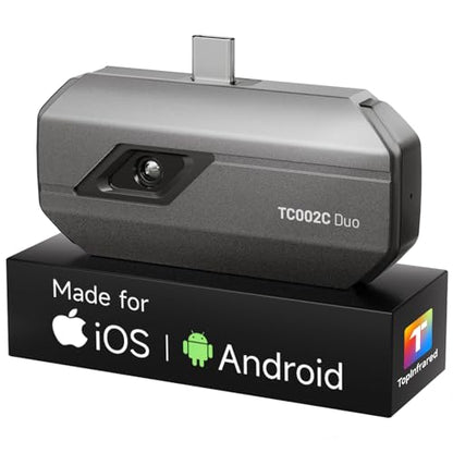 TOPDON TC002C Duo Thermal Imaging Camera for Any USB-C iPhone iPad Android | 512 x 384 Super Resolution, 256 x 192 IR Resolution Imager, 40mK NETD, -4°F~1022°F Temp Range, 25Hz Refresh Rate, Grey