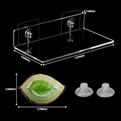 3 in 1 Axolotl Habitat Enrichment Set, Resting Feeding Holder | Mesh Hammock, Clear Platform with Suction Cup, Ceramic Dish, Floating Toy Balls, Axolotl Tank Decor Accessories