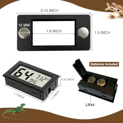 Reptile Temperature and Humidity Monitor, 2PCS Magnetic Thermometer Hygrometer,Bearded Dragon Tank Accessories,Pet Humidity Meter Supplies for Jumping Spider