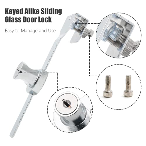 2 Pack Glass Showcase Lock, Keyed Alike Ratchet Lock, Fits 2-8mm | Chrome-Plated Zinc Alloy, Rust-Resistant, 4 Alike Keys Included, Fits 2-8mm Glass, for Display Cases Reptile Cages Cabinets - size: 5.63 inch / 143mm