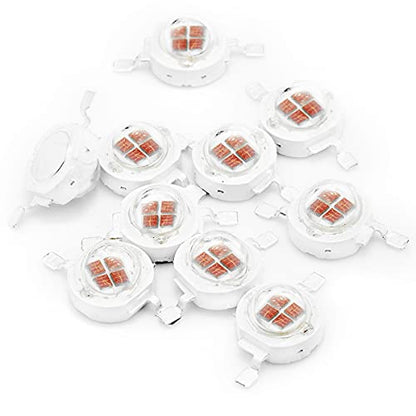 CHANZON 10 pcs High Power Led Chip 5W Deep Red Plant Grow Light | (650nm - 660nm / Input 1200mA / DC 2V - 2.4V / 5 Watt) SMD COB Emitter Diode Components for DIY Hydroponic/Flower Growing - color: K) Deep Red (660nm)