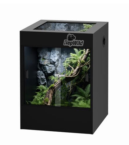 33 Gallon PVC Tall Reptile Terrarium, 18x18x24 Arboreal Enclosure | Vertical Habitat Enclosure with Sliding Door & Heavy-Duty Screen for Amphibians, Crested Gecko Lizard Chameleon - size: 18"W x 18"D x 24"H