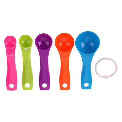 5 in 1 Colorful Plastic Tea Flour Coffee Measuring Spoons Set Kitchen Cooking Baking Tools (Random Color) - color: Colorful