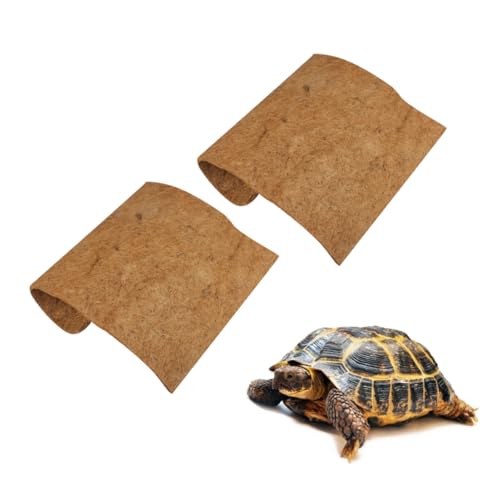 Veemoon 2pcs Natural Coconut Fiber Reptile Mat Breathable Pet Bedding Liner Brown for Tortoise Habitat and Microlandscape Use
