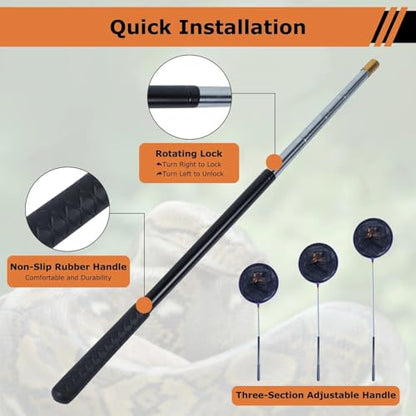 Snake Catcher Net, Rattlesnake Grabber Hnadling Tool, Reptile Catch Telescopic Pole Stick, Rattle Snake Removing and Catching Picke Extends to 59 Inches