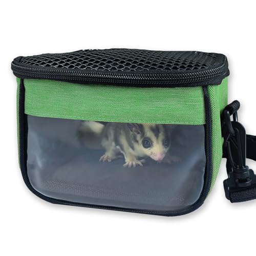 Small Pet Carrier Bag - Single - Shoulder Outdoor Carrier for Hamsters, Sugar Gliders & Flying Squirrels Portable Small Pet Travel Bag (Green) - color: Green