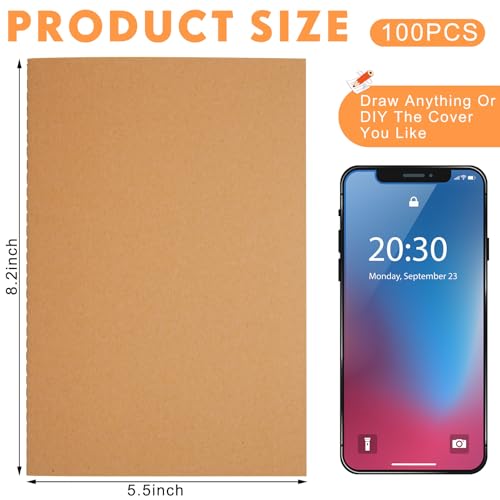 100 Pcs Journals Notebooks Bulk - Kraft Softcover A5 Small Notebooks 5.5 Inch x 8.3 Inch Notepads with 60 Page 30 Sheet for Writing Sketch Travel Office Supplies(Black, Brown, Red, Navy,Lined) - color: Black, Brown, Red, Navy, style: Lined
