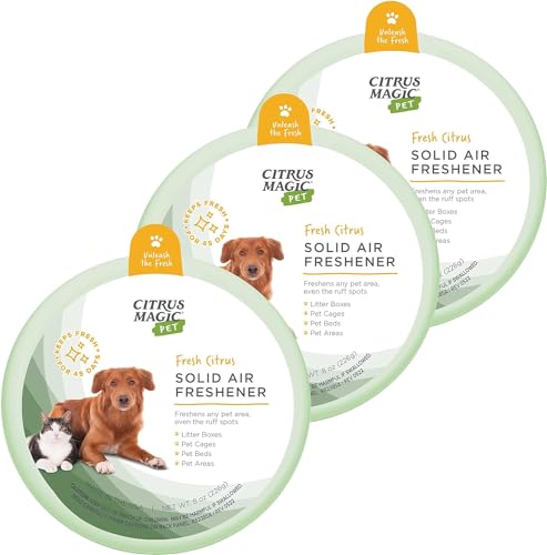Citrus Magic Pet Solid Air Fresheners, Fresh Citrus, 8 Ounce, Pack of 3 | Odor Absorbing, Passive Diffusion, Odor Elimination Up to 6-8 Weeks Each, Ideal for Dog & Cat Areas and Litter Boxes - color: Fresh Citrus, size: 8 Ounce (Pack of 3), style: 8 Ounce