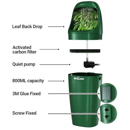 REPTIZOO Reptile Waterfall Automatic Reptile Drinking Fountain Water Dispenser, Chameleon Water Fountain Water Dripper for Bearded Dragon Iguana Frog Gecko