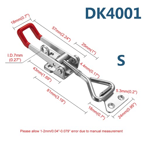 2PC 304 Stainless Steel Adjustable Lever Handle Lock Hasp Cabinet Box Latches Quick Release Toggle Latch Clamp Clasp Toolbox Case Hasp Hardware With Screws (Small) - size: Small