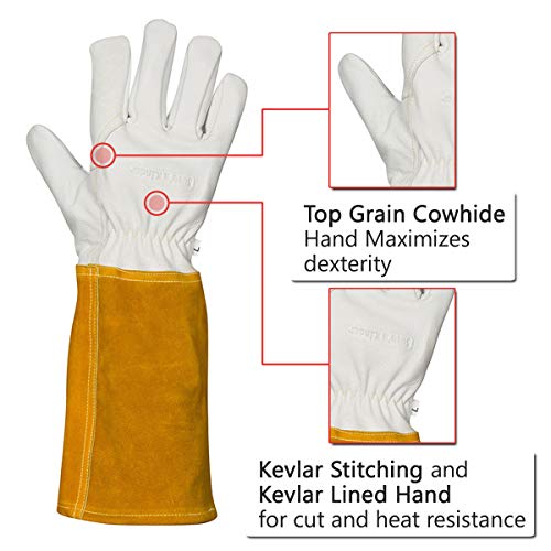 Suse's Kinder Animal Handling Gloves Leather Padding Dog,Cat Scratch,Bird Falcon Gloves Grabbing Reptile Squirrel Snake Bite - color: Yellow/White, size: X-Small