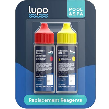 Lupo 3-in-1 Pool Test Kit Replacement Reagents | Refill Reagents for Residential Swimming Pools & Spas | Total Chlorine, Total Bromine & pH Testing | Lupo Global LP-RB-01-US - size: Refill Solutions