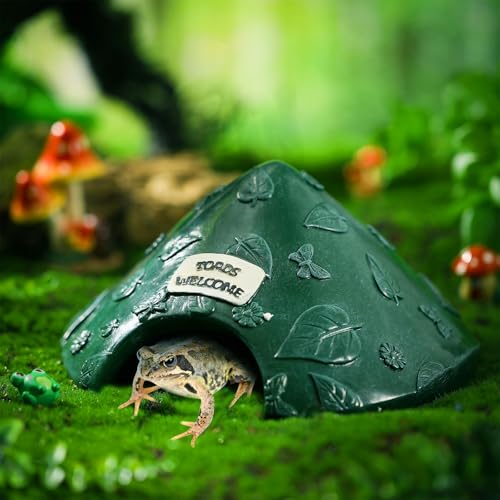 Toad House for Outside Garden, Frog House 8 x 8 x 3.9 Inch Reptile Hide Cave for Toad Frog Turtle Lizard Aquarium Fish(Green) - color: Green