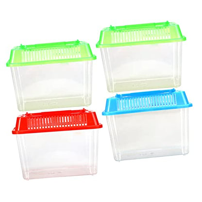 STOBOK Portable Fish Tank Handheld Aquarium Plastic Fish Tank with Handle Transparent Turtle Box Breeding Case for Goldfish Turtle Small Pet Travel 5.90 X 4.33 X 3.74 in