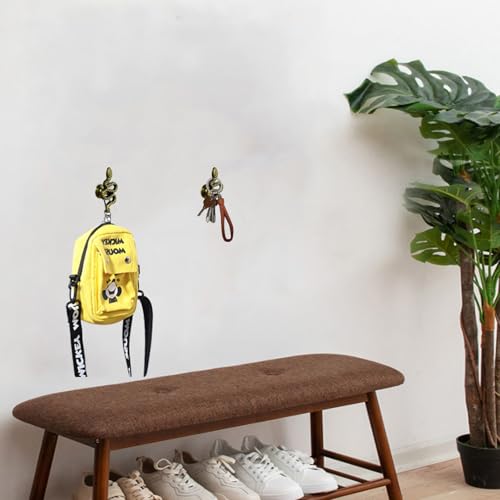 Snake Coat Hooks, Animal Wall Hooks, for Hanging Jackets, Bags, Wardrobes, Towels, Scarves, Kitchen Walls 4 Pieces (Bronze) - color: Bronze