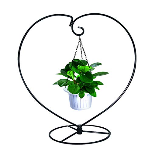MOCOUM Ornament Display Stand, Iron Glass Ball Ornament Holder Stand for Hanging Plants, Hanging Terrarium Stand for Christmas Wedding Ornament, Home Office Decor (5pcs Black Heart Shaped)