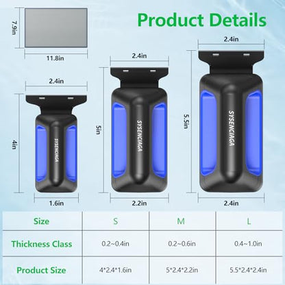 Aquarium Magnetic Glass Cleaner, Floating Scraper, Medium | Includes stainless steel and plastic scraper heads for glass and acrylic tanks, plus a soft inner cleaning pad - size: M