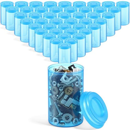 Jovitec 100 Pcs Plastic Film Canister Holder 35 mm Empty Camera Reel Containers Storage Containers Case with Lids for Small Accessories Fish Hook Film Beads(Blue) - color: Blue