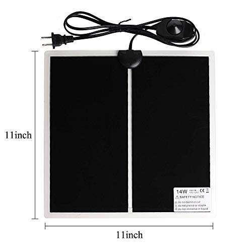 KABASI Reptile Heating Pad with Temperature Control, 14W 11x11inch | Under Tank Terrarium Waterproof Reptile Heat Mat, Adjustable Reptile Heat Mat for Turtle, Tortoise, Snakes, Lizard, Gecko - color: 14W-11x11 in