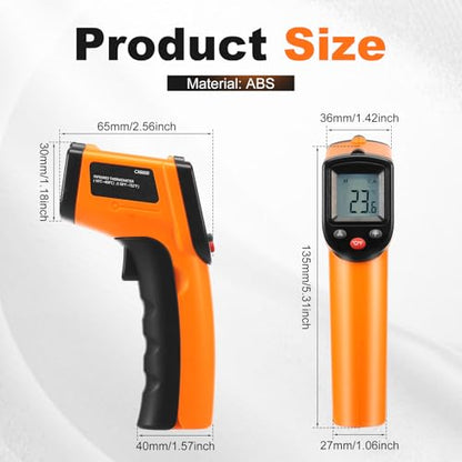 Laser Temperature Gun, Non-Contact Digital Infrared Thermometer, Adjustable Emissivity, -58℉~752℉ Precision Temperature Tester Handheld for Grill, Meat, Food, Candy, Automotive, HVAC Tools