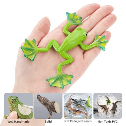 9PCS Amphibian Reptile Animals Figurines Frog Toys for Kids 3+ | Realistic, Safe, Rainforest Figurines, Salamanders Figures, Cake Toppers, Cupcake Decor, Birthday Gift for Boys Girls - style: 9PCS Amphibian Animals