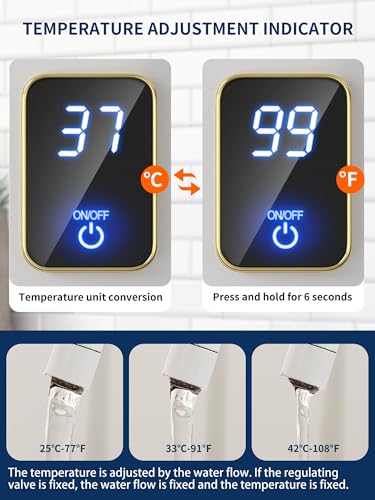 Electric Tankless Water Heater 110V 3000W, Under Sink Instant Hot Water Heater with Digital Display, Point of Use Portable Mini Heater for Kitchen Bathroom Sink