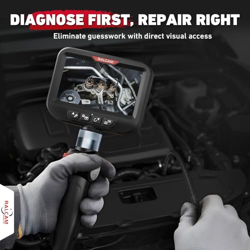 2-Way 180° Articulating Borescope Camera with Light, 6.2mm Ultra-Slim Probe, 4.3" HD Inspection Camera, 6.6FT Flexible Snake Industrial Endoscope for Automotive Engine Wall - size: 6.2mm