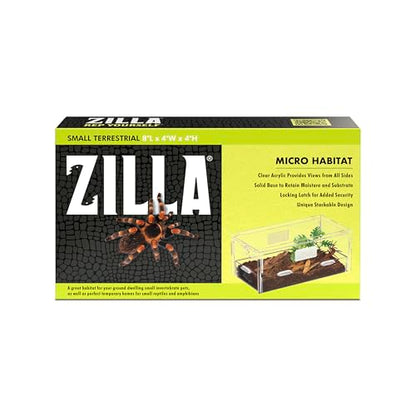 Zilla Micro Habitat Terrarium, Terrestrial, with Locking Latch, for Isopods, Spiders, Insects, Small - size: Small, style: Terrestrial