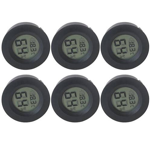 6 Pcs Mini Hygrometer Digital Thermometer Humidity Gauge Meter, Indoor Outdoor Temperature and Humidity Monitor Round (Fahrenheit(℉)/ Celsius(℃))