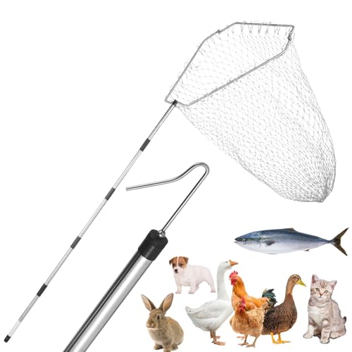 Chicken Catcher, Adjustable from 29" to 74" Chicken Net,Chicken Leg Hook | Animal Net Suitable for Catching Outdoor Animals such as Chickens, Ducks, Fishnet ,Geese ,Birds (15.3 x 23.2 inch net)