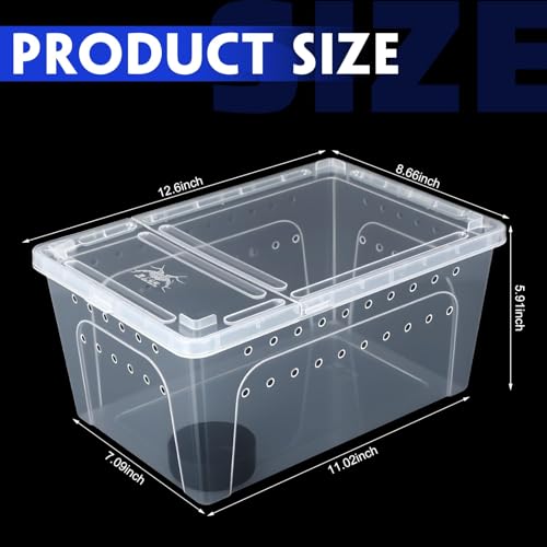Irenare 8 Pcs Reptile Breeding Box Plastic Spider Terrarium Tarantula Feeding Box for Bearded Dragon Lizard Spider Gecko Scorpion(Vent Holes,Clear,12.6 x 8.66 x 5.91 Inches) - color: Clear, size: 12.6 x 8.66 x 5.91 Inches, style: Vent Holes
