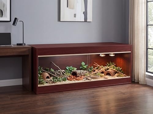 180 Gallon Reptile Enclosure, Made in USA 72" x 24" x 24" Bearded Dragon Tank with Sliding Acrylic Doors, Large Terrarium for Leopard Geckos, Snakes, Lizards & Tortoises - Mahogany - color: Mahogany