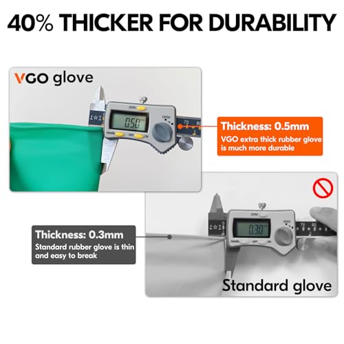 Vgo... 1-Pair Reusable Household Gloves, Rubber Dishwashing gloves, Extra Thickness, Long Sleeves, Kitchen Cleaning, Working, Painting, Gardening, Pet Care (Size L, Green, HH4601) | green,extra Thickness,kitchen,dishwashing,household,painting,gardening,pe