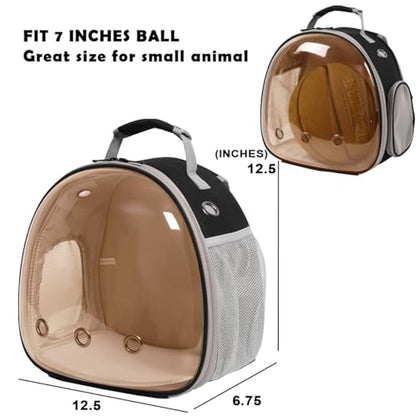 Bearded Dragon Travel Backpack with Harness and Leash Set,Lizard Backpack Travel Carrier,Space Capsule Clear Bubble Window Astronaut Reptile Carrier Backpack, Airline Approved - color: Black/Brown