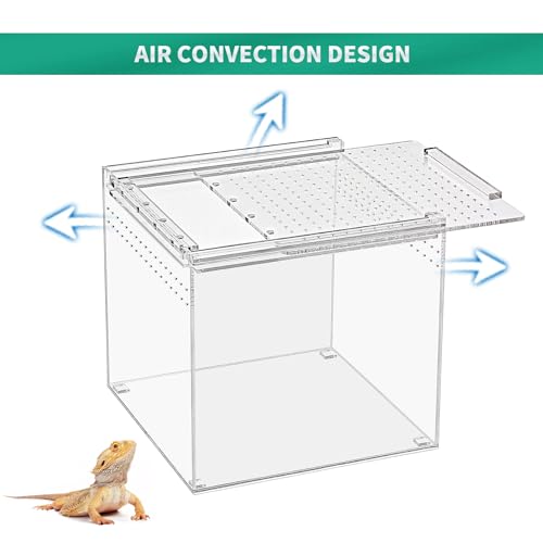 Reptile Terrarium,6.8" x 6.8"x 6" Reptile Breeding Box, Magnetic Acrylic Enclosure，for Tarantula，Hermit Crab，Jumping Spider，Iguana，Leopard Gecko，Bearded Dragon, Insect, Mantis, Scorpions. - size: 6.8"*6.8"*6"