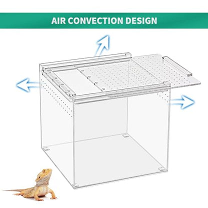 Reptile Terrarium,6.8" x 6.8"x 6" Reptile Breeding Box, Magnetic Acrylic Enclosure，for Tarantula，Hermit Crab，Jumping Spider，Iguana，Leopard Gecko，Bearded Dragon, Insect, Mantis, Scorpions. - size: 6.8"*6.8"*6"