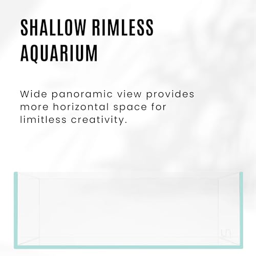 Ultum Nature Systems Ultra Clear Rimless Aquarium - Low Iron Glass Fish Tank with 45° Mitered Edges, 5mm-12mm Thick, Leveling Mat Included (5S, Shallow, 2 Gallon) - size: [5S] - 2.5 Gal - 14.17 x 8.66 x 4.72 in