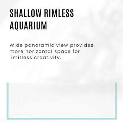 Ultum Nature Systems Ultra Clear Rimless Aquarium - Low Iron Glass Fish Tank with 45° Mitered Edges, 5mm-12mm Thick, Leveling Mat Included (5S, Shallow, 2 Gallon) - size: [5S] - 2.5 Gal - 14.17 x 8.66 x 4.72 in