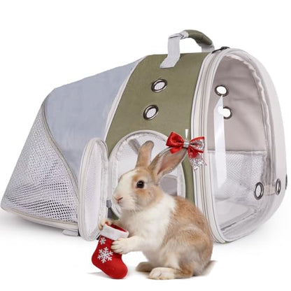 WEVONIGU Expandable Small Animal Backpack Carrier with Clear Bubble Window Large Space Travel Cage for Hedgehog Rat Parrot,Bearded Dragon,Sugar Glider,Airline Approved (Army Green, BE Backpack) - color: Army Green, size: 8.0"L x 7.0"W x 5.0"H