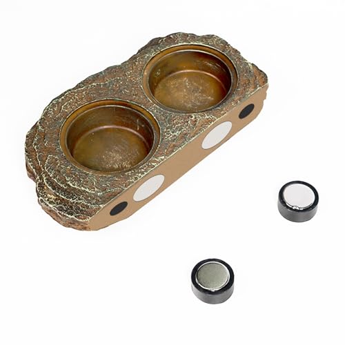 Magnetic Reptile Feeder Ledge, Crested Gecko Feeding Ledge with 6PCS Food Cups Reptile Food Dish Water Bowl Tank Accessories for Bearded Dragon Chameleon Lizard Snake - size: Large